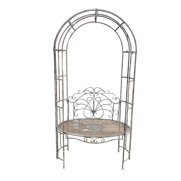 Arch with Round Bench Seat Dark Grey 105x64x203 cms