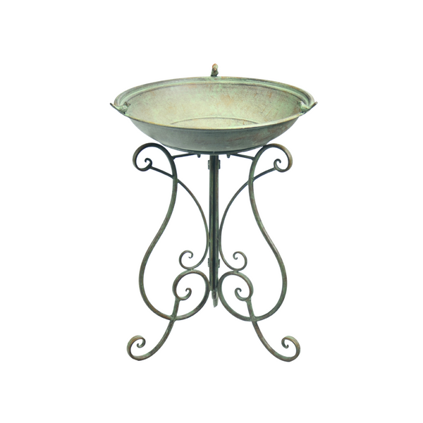 Bird Bath on Stand Rustic Antique Green 52x52x70 cms