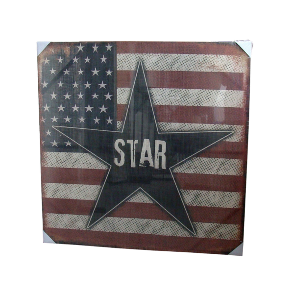 Print, Star On Flag Artwork Stretched Wood Frame