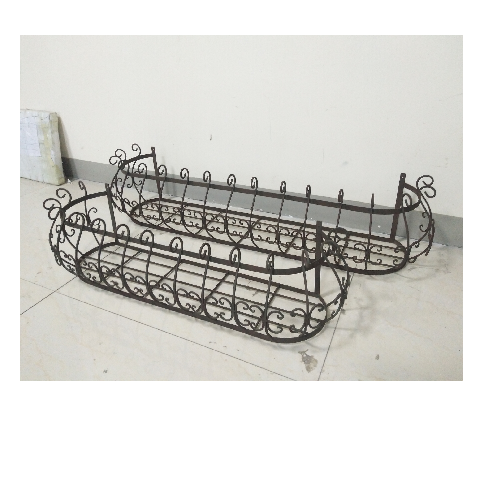 Set of 2, Wall/Window Pot Planters, Box Basket - Wrought Iron
