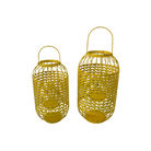 Set of 2, Metal Lantern Candle Holders - Yellow