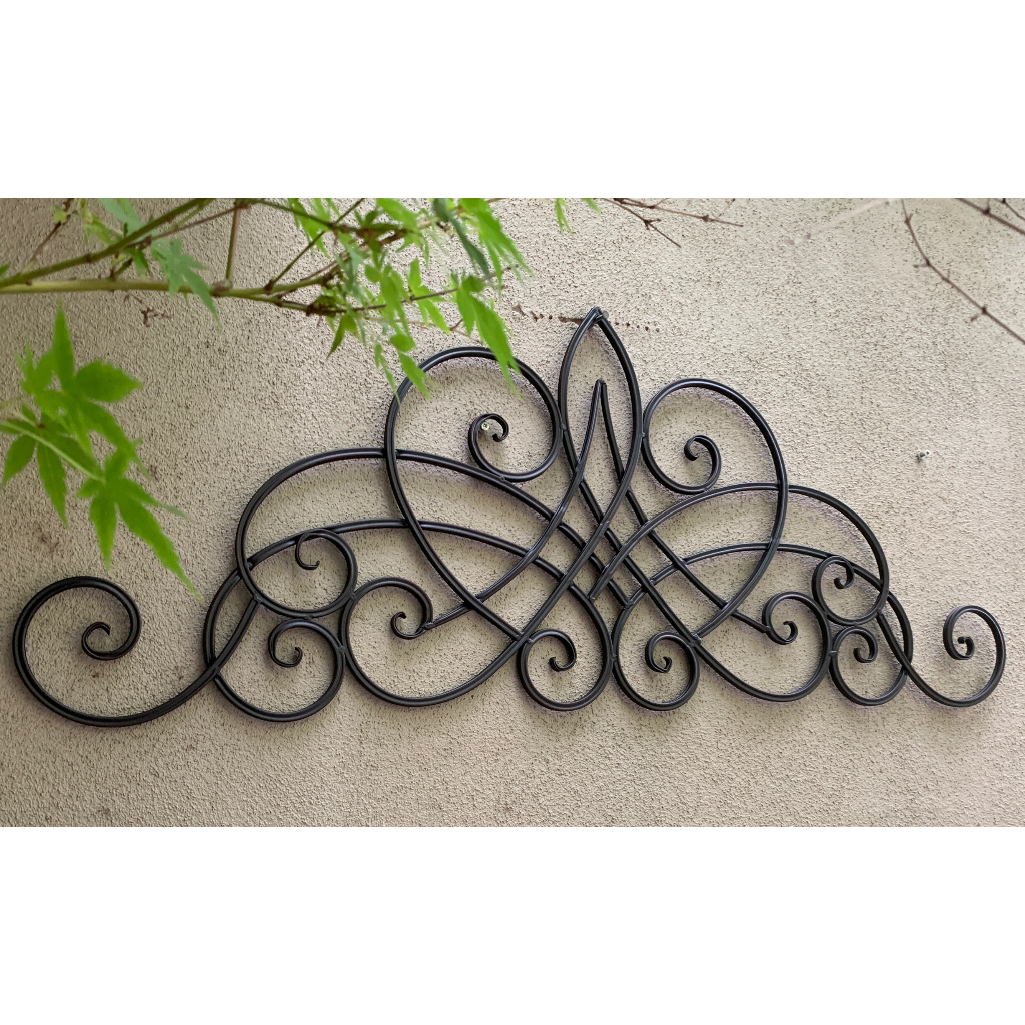 Metal Abstract Wall Decor - Decorative Antique Dark Brown in garden on a wall