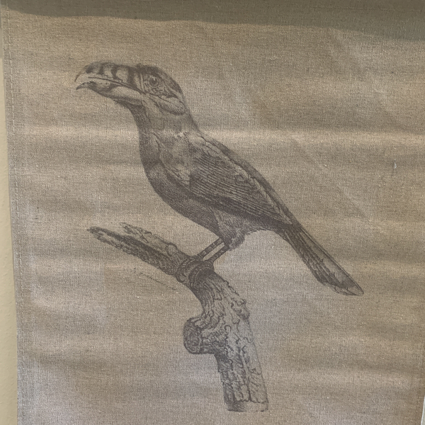 Wall Hanging Scroll, Print on Fabric Unique Vintage Birdlife B up close detail of the bird