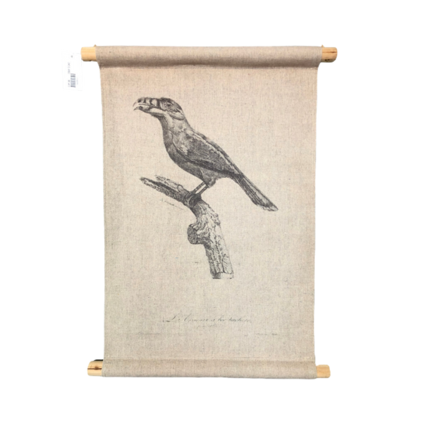Wall Hanging Scroll, Print on Fabric Unique Vintage Birdlife B