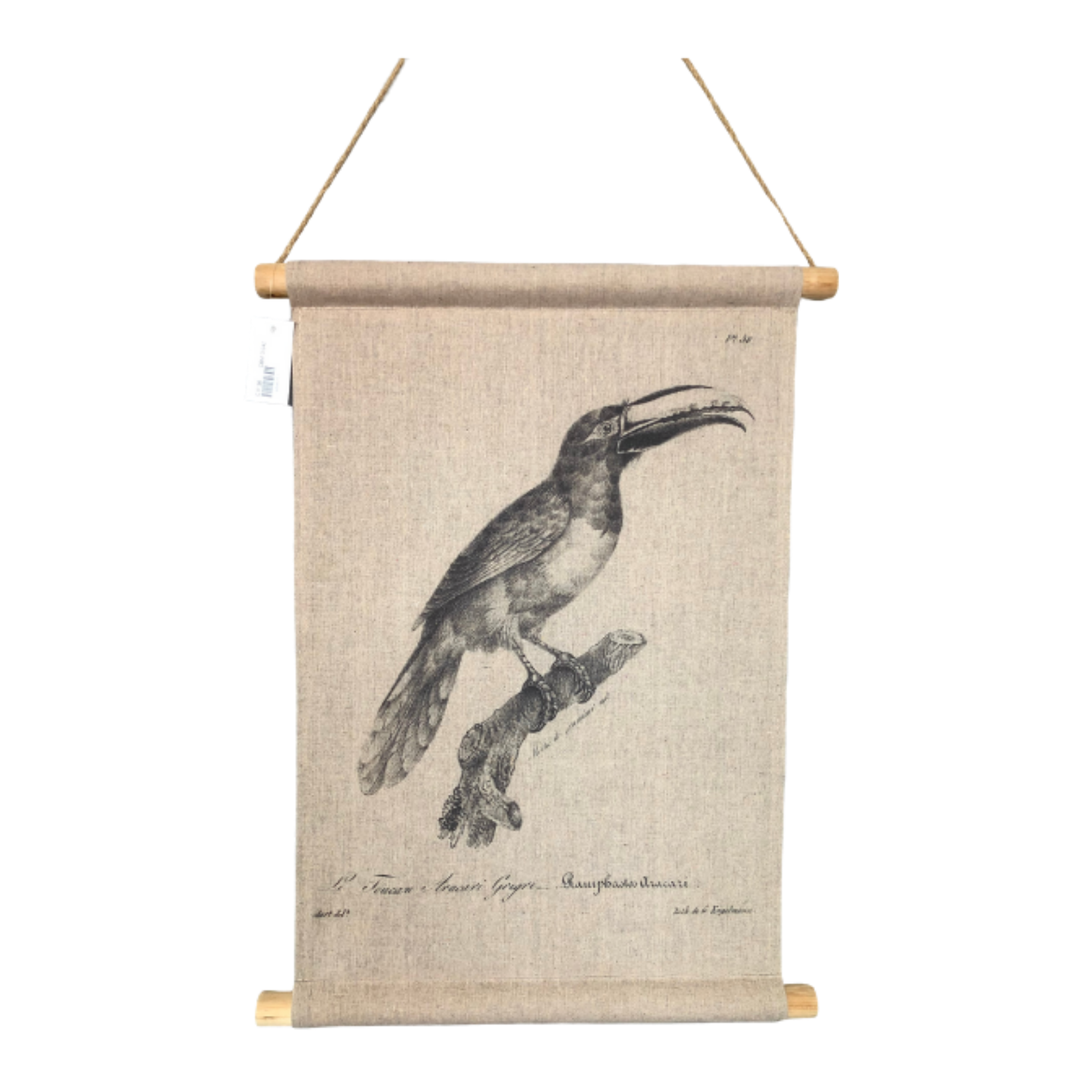 Wall Hanging Scroll, Print on Fabric Unique Vintage Birdlife C