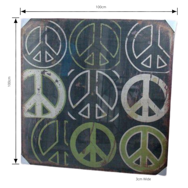 Print, Peace Artwork Hessian Jute Stretched Wood Frame with dimensions 