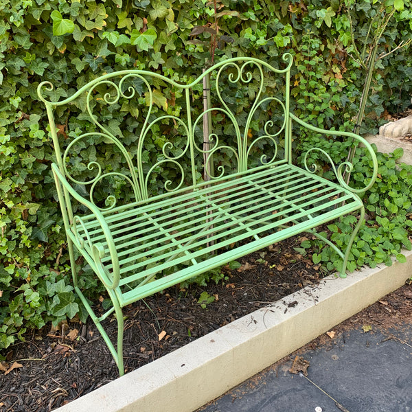 Garden Bench Adele Metal Green Brush