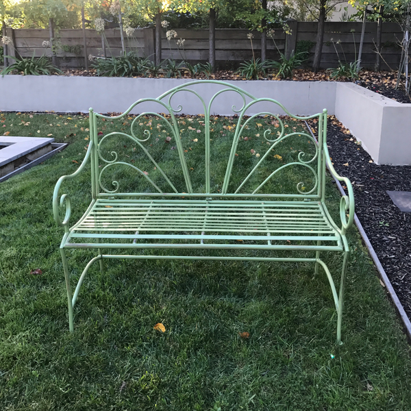 Garden Bench Metal Seat, Ava, Green, Sturdy