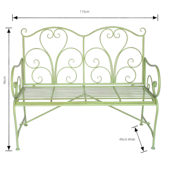 Garden Bench Adele Metal Green Brush