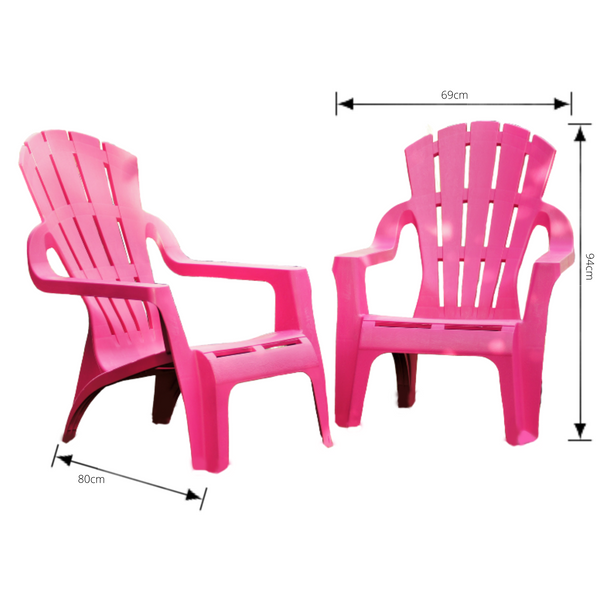 Chair Adirondack Replica Italia Deck Lounge Pool Plastic Outdoor Garden Pink SET 8