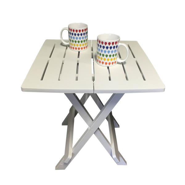 Patio Side Table White Plastic Bistro Balcony Pool Deck Garden Furniture Outdoor Home Decor45x43x51cm high