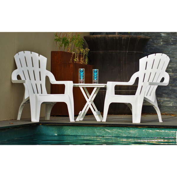 Patio Side Table White Plastic Bistro Balcony Pool Deck Garden Furniture Outdoor Home Decor45x43x51cm high
