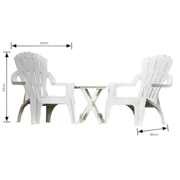 Chair Adirondack Replica Italia Deck Lounge Pool Plastic Outdoor Garden White SET 8