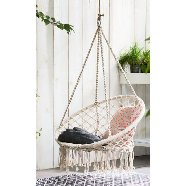 Macrame Hanging Chair White The Complete Garden