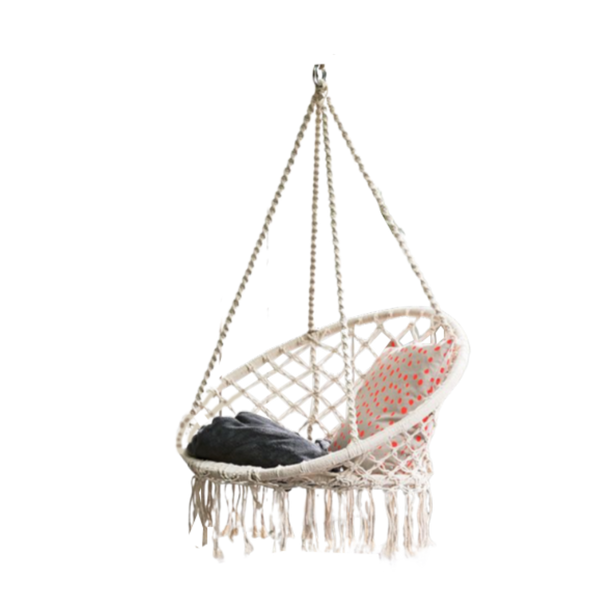 Macrame Hanging chair. Made from woven white cotton,