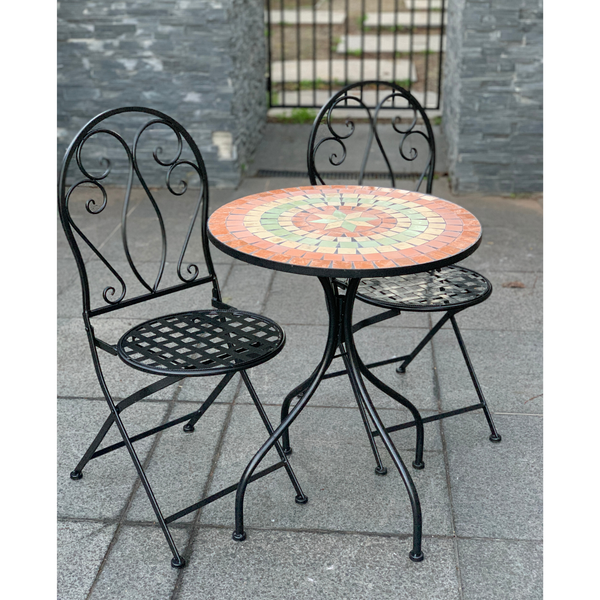 Patio Setting - Mosaic Capri, Metal 3 Piece Outdoor Setting in the garden