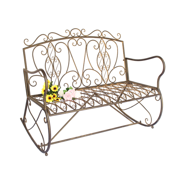 Garden Bench Metal Steel Rocker Seat Charleston Vintage Porch Park Garden Furniture 112x88x95cm