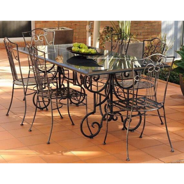 Wrought iron outdoor dining table deals