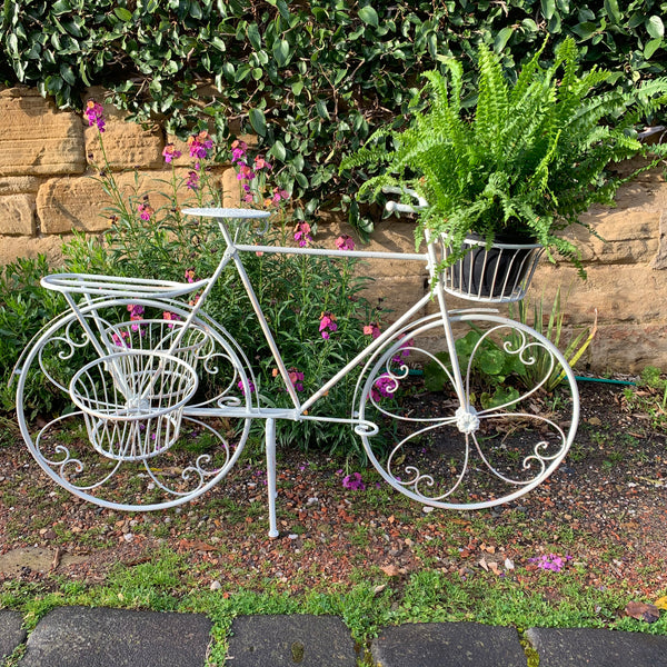 Bicycle Shape Planters Display Shelf Stand Rustic Cream finish Indoor / Outdoor