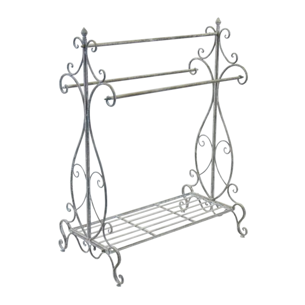 Towel Rack Holder Metal in Antique Grey Wash