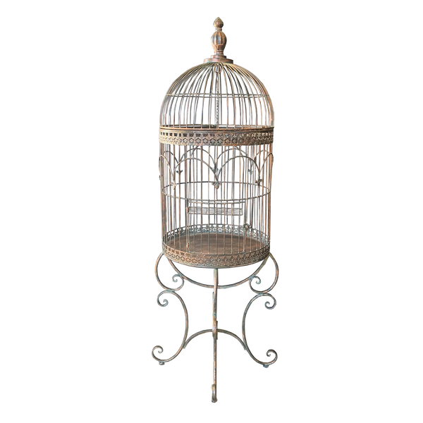 Birdcage Plant Holder Stand Display Ornamental Large in Antique Verdi Bronze