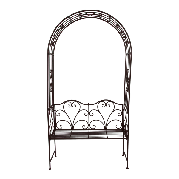 Garden Arch with Bench Seat Rustic Brown