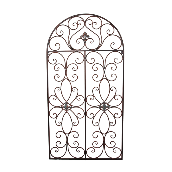 Wall Decor Metal Arched Window Rustic Brown