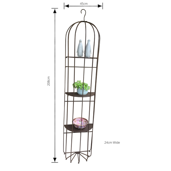 Wall Metal Hanging Decorative Display Shelf with dimensions