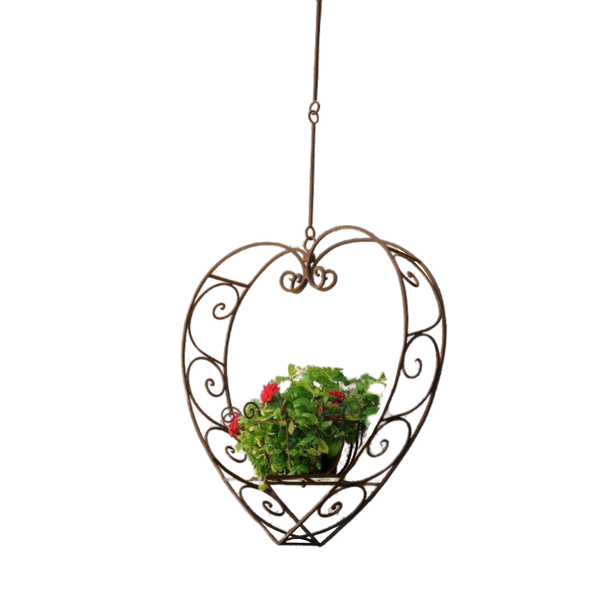 Hanging Heart Pot Plant, Candle Holder, Wrought Iron