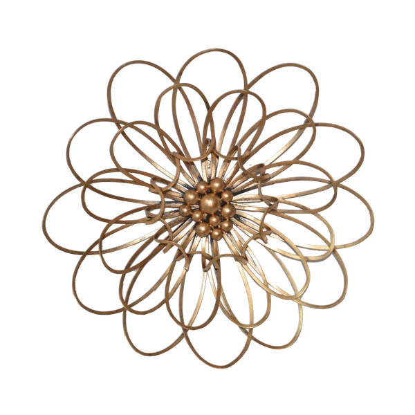 Wall Decor Flower Metal Antique Gold