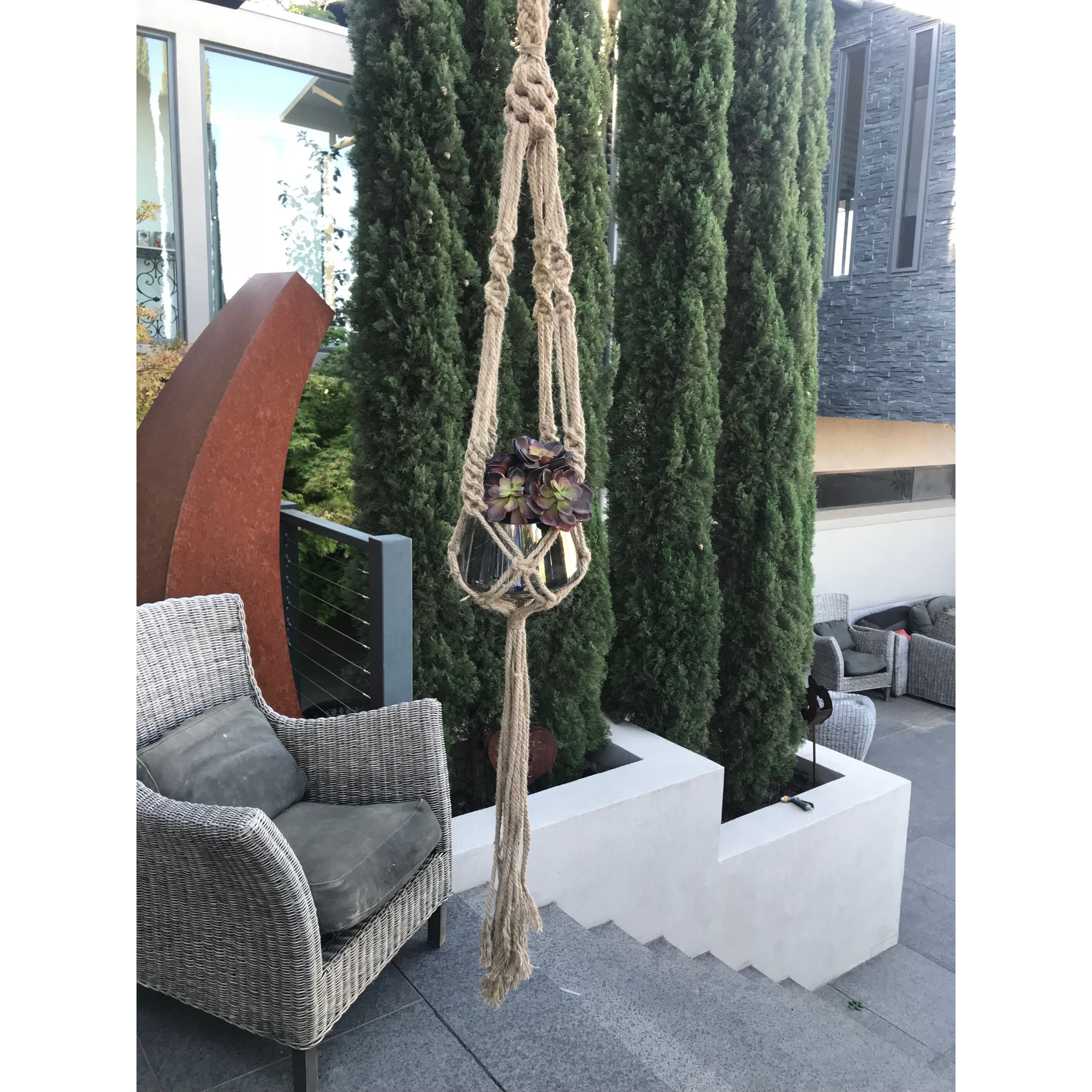 macrame jute hanging pot plant hanger