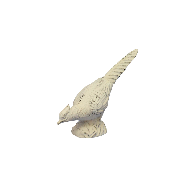 cast iron pheasant with head down antique white finish