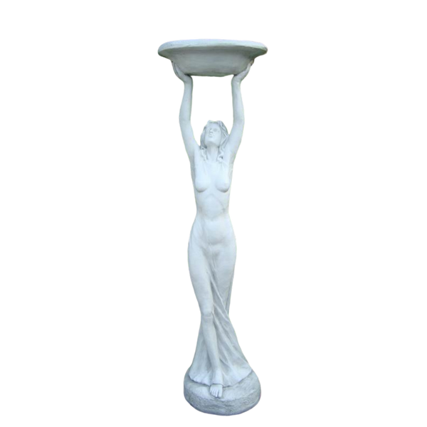 Statue - Lady Bird Feeder Bath - Cream