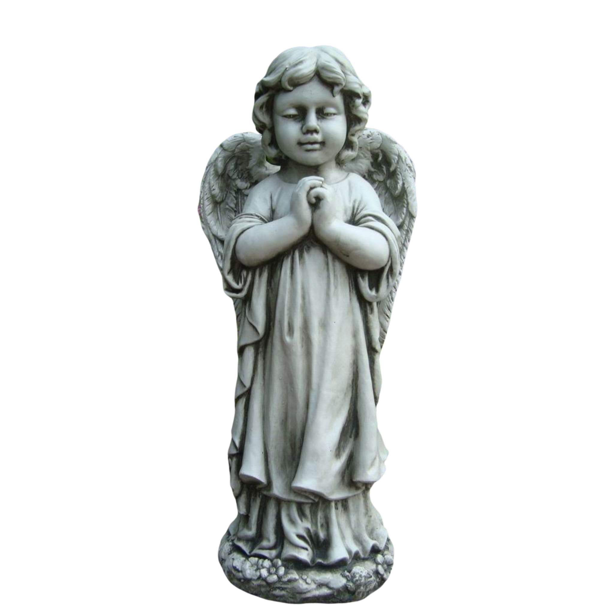 Statue - Angel Cherub Girl w Wing Praying Sculpture