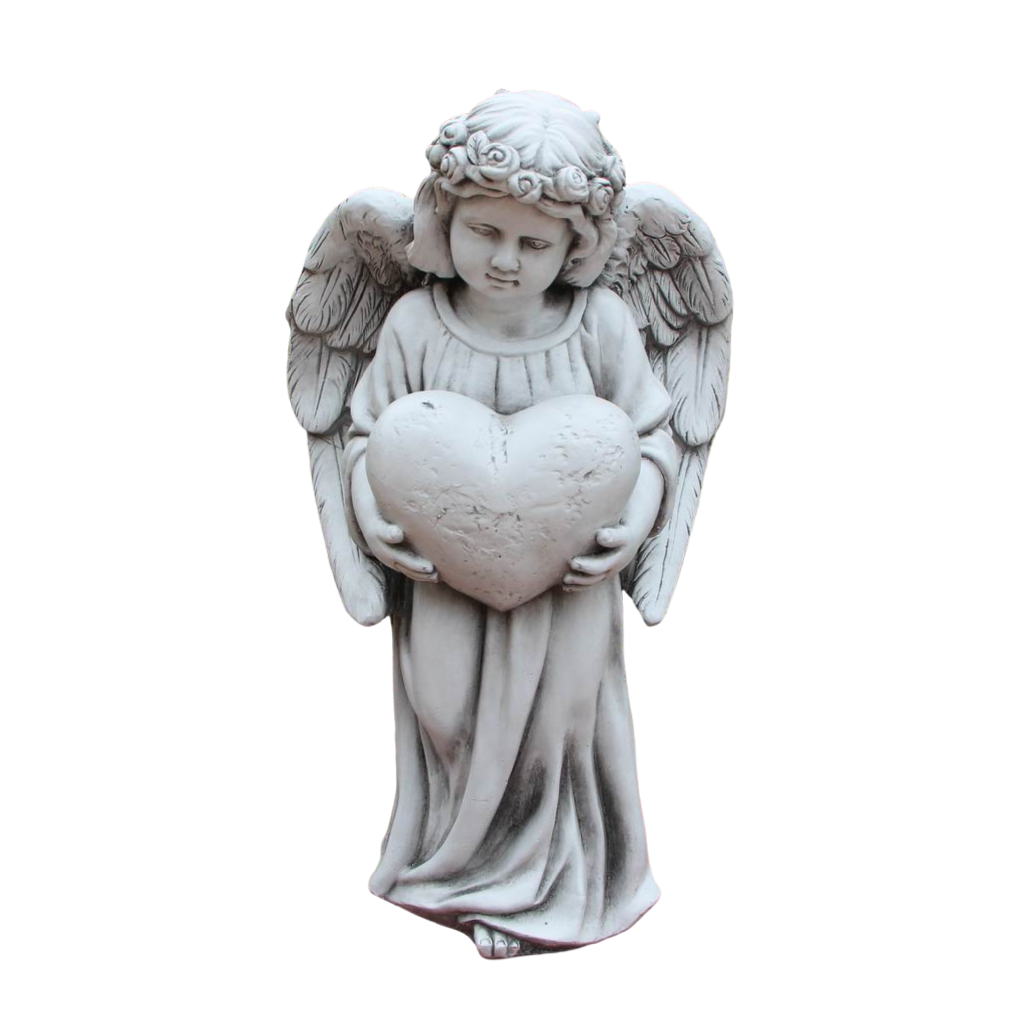 Statue - Angel Holding Heart Sculpture