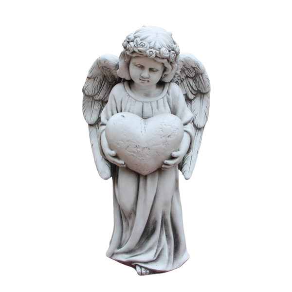 Statue - Angel Holding Heart Sculpture