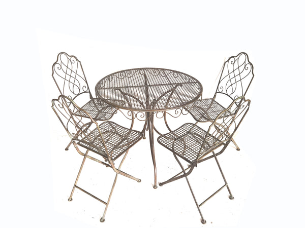 Patio Bistro 5 piece Tavola Metal Table Setting in Antique Bronze Brown/ Verdi infused finish 80cm round Table