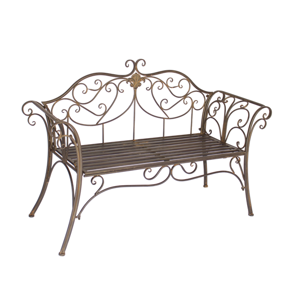 Garden Bench Seat Verona Metal Rustic Brown