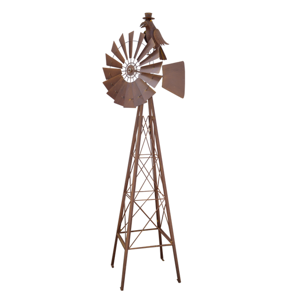 Windmill With Crow Metal Rustic Art Sculpture