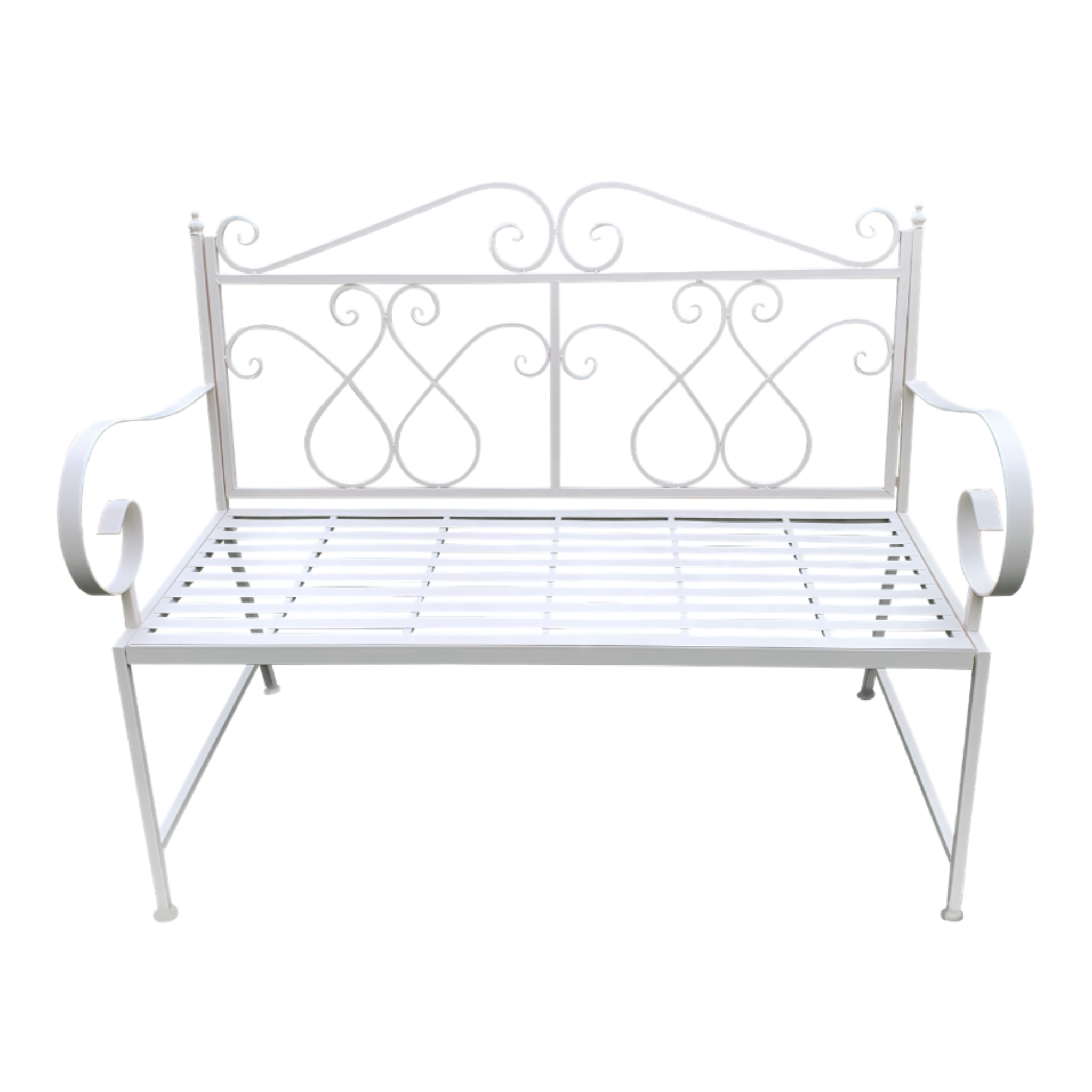 Outdoor garden bench Zara, made from metal, in cream colour,