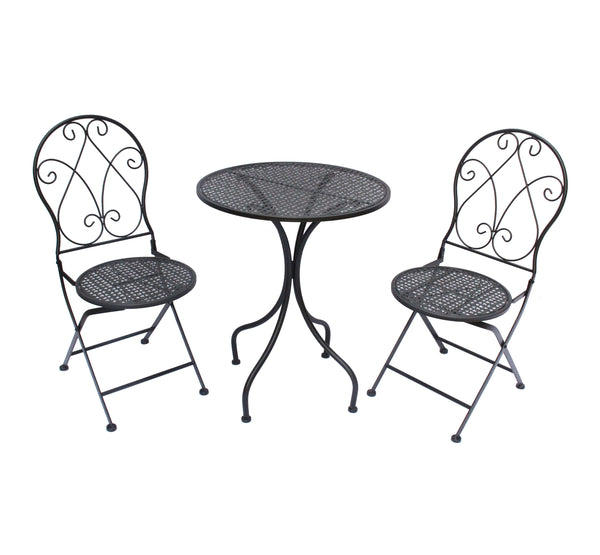 Patio Setting - Abby, Black 3 Piece Metal Garden Balcony Setting