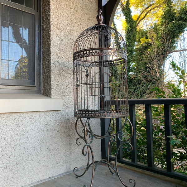 Birdcage Plant Holder Stand Display Ornamental Large in Antique Verdi Bronze