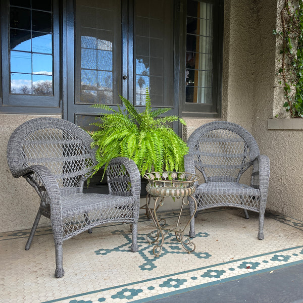 SET 2 Province Polyethylene Wicker Cane Grey Weatherproof Outdoor Chairs