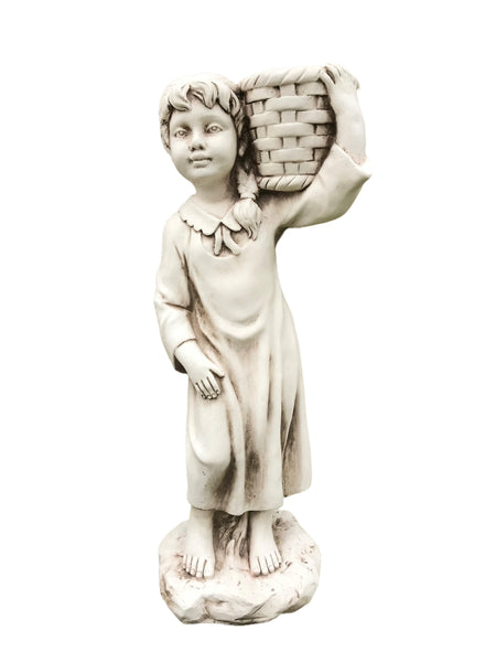 Statue Girl Holding Basket Planter 28x20x64cm