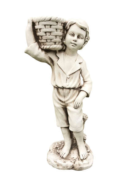 Statue Boy Holding Basket Planter 31x20x63cm