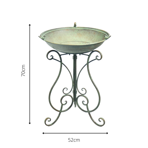 Bird Bath on Stand Rustic Antique Green 52x52x70 cms