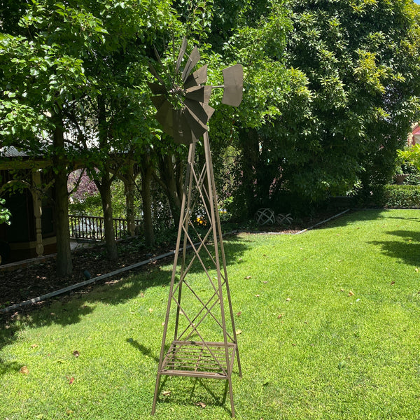 Windmill With Shelf Metal Rustic Art Sculpture