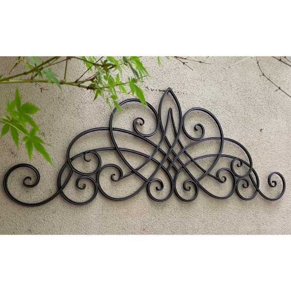 Metal Abstract Wall Decor - Decorative Antique Dark Brown  in garden on a wall