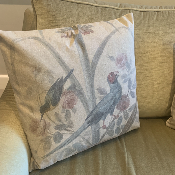 Cushion Filled Print on Fabric Unique Vintage King Parrot Birdlife