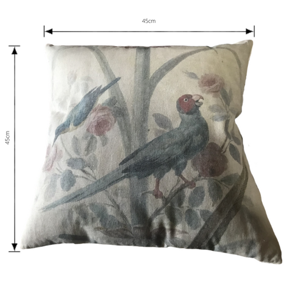 Cushion Filled Print on Fabric Unique Vintage King Parrot Birdlife